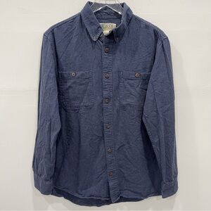 Duluth Trading Co Long Sleeve Navy Blue Trim Fit Button Down Shirt Large Cotton